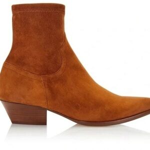 New Tamara Mellon ankle boots, Tan suede stretch material size 37 Made in Italy